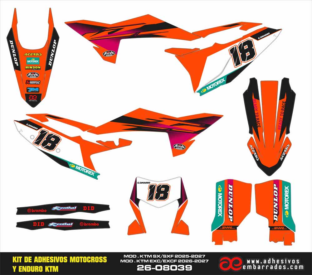 Adhesivos Ktm ENDURO/MOTOCROSS 2025-2027 ORANGE ORIGINAL