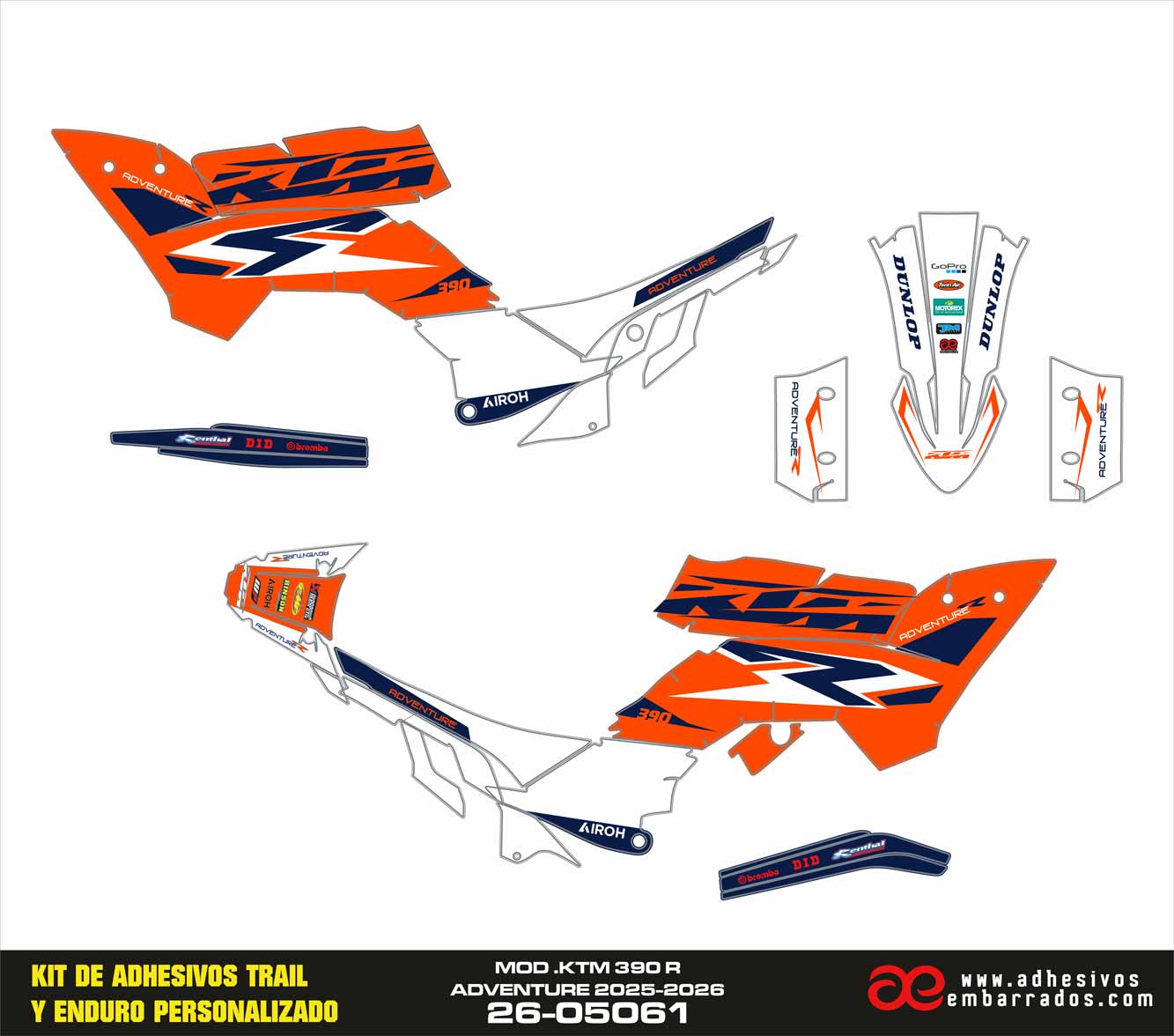 Adhesivos Ktm 390 ADVENTURE R 2025-2026 ORANGE