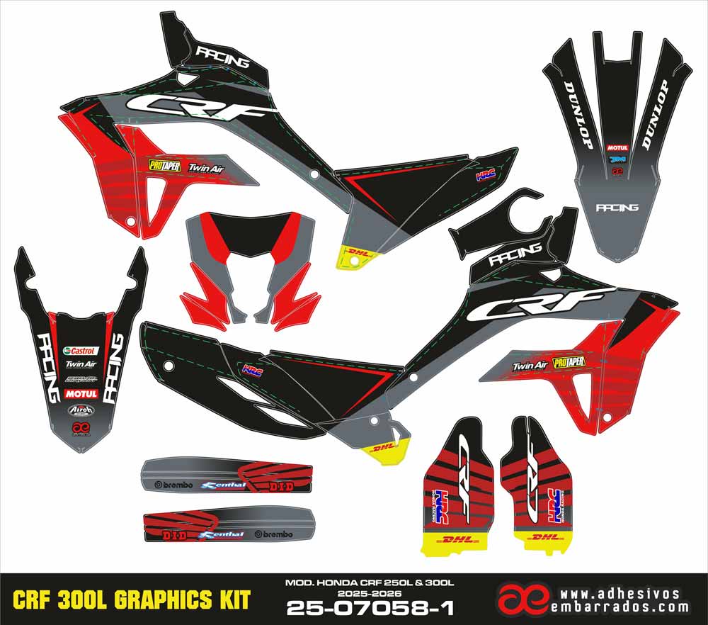 Adhesivos HONDA CRF 250 L & 300 L 2025-2026 GREY
